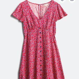 Elegant Red Floral Midi Dress